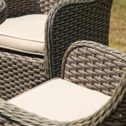 Dellonda Chester 3 Piece Rattan Garden Furniture Dining Set, Glass Table, Brown - thumbnail 4