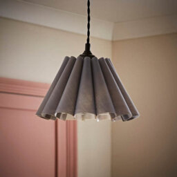 Valuelights Lauren Grey Fabric Pleated Scallop Edge Tapered Ceiling Floor Table Lamp Shade And Bulb (D)25Cm - thumbnail 5