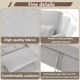 Abrihome Multifunctional Folding Sofa Bed - 180X127Cm Daybed With Adjustable Backrest, Space-Saving For Small Apartments & Dormitories - thumbnail 4