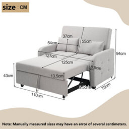 Abrihome Multifunctional Folding Sofa Bed - 180X127Cm Daybed With Adjustable Backrest, Space-Saving For Small Apartments & Dormitories - thumbnail 3