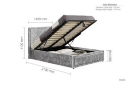 Birlea Hannover Double Ottoman Bed Steel Crushed Velvet - thumbnail 8