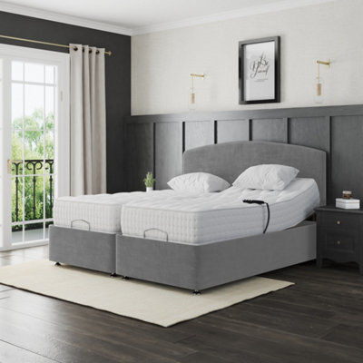 Lisbon Electric Adjustable Bed Set Fabric Pocket Sprung Mattress Plain Headboard - image 1