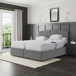 Lisbon Electric Adjustable Bed Set Fabric Pocket Sprung Mattress Plain Headboard - thumbnail 1