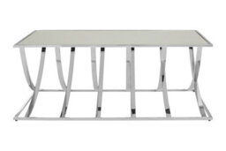 Orsina Convenient Spacious Silver Coffee Table, Luxe Design Decorative Table, Sleek Metallic Chrome Finish Table - thumbnail 1