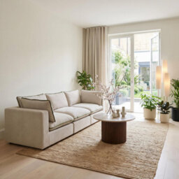 Furniturebox Uk Echo Cream & Green Trim Linen-Look Fabric 3 Seater Modular Sofa - thumbnail 5