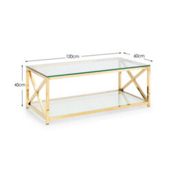 Oakham Monaco Coffee Table In Glass And Gold - thumbnail 6