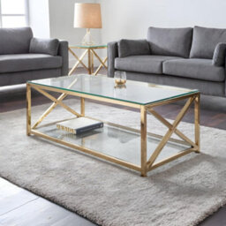Oakham Monaco Coffee Table In Glass And Gold - thumbnail 3