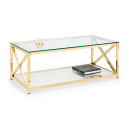 Oakham Monaco Coffee Table In Glass And Gold - thumbnail 2