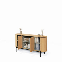 Arte Elegant Rotto 3 Sideboard Cabinet, Oak Vincenza & Eucalyptus Finish, Spacious Storage H820mm W1670mm D450mm - thumbnail 3