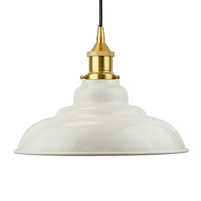 Clay White St Edmund's Painted Dome Pendant Light With Polished Brass Lamp Holder And Black Round Cable - Se Home - image 1