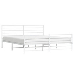 Berkfield Metal Bed Frame With Headboard And Footboard White 180X200 Cm 6Ft Super King - thumbnail 4