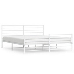 Berkfield Metal Bed Frame With Headboard And Footboard White 180X200 Cm 6Ft Super King - thumbnail 2