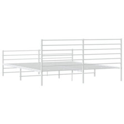 Berkfield Metal Bed Frame With Headboard And Footboard White 180X200 Cm 6Ft Super King - thumbnail 8