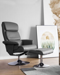 Beliani Massage Chair Legend With Footstool Faux Leather Grey - thumbnail 2