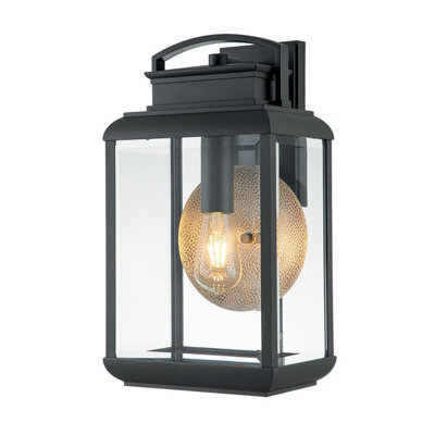 Luminosa Lighting Elstead Quoizel Byron Outdoor Wall Lantern Graphite With Pewter Reflector, Ip44