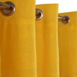 "Homescapes Cotton Rajput Ribbed Yellow Curtain Pair, 66 X 90"" Drop" - thumbnail 5