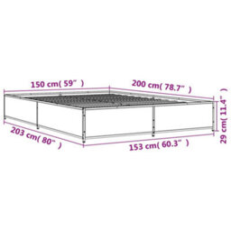 Berkfield Bed Frame Without Mattress Grey Sonoma 150X200 Cm King Size - thumbnail 9