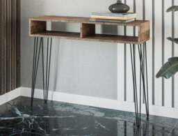 Impact Furniture Console Table Hallway Slim Desk Industrial Metal Hairpin Legs Loft Oak Effect Mr - thumbnail 5