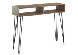 Impact Furniture Console Table Hallway Slim Desk Industrial Metal Hairpin Legs Loft Oak Effect Mr - thumbnail 2