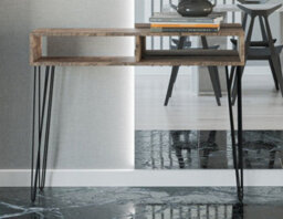 Impact Furniture Console Table Hallway Slim Desk Industrial Metal Hairpin Legs Loft Oak Effect Mr - thumbnail 4