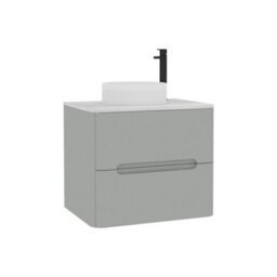 Royal Bathrooms Venice 600mm Dove Grey Wall Mounted Bathroom Countertop Vanity Unit 2 Drawer With Round Basin - thumbnail 7