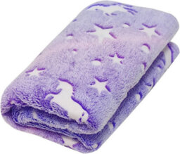 Xample Glow In The Dark Throw Blanket Soft Flannel With Moon, Stars & Unicorns Cozy, Warm & Luminous Gift For Kids & Adults (Pink) - thumbnail 2