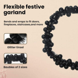 Vidaxl Christmas Ball Garland Black 186 Cm Polystyrene - thumbnail 8