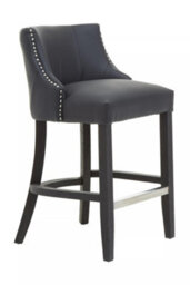 Orsina Black Bar Stool With Back, Velvet Seat Breakfast Bar Chair, Kitchen Stool With Footrest, Chair For Bar, Home - thumbnail 1