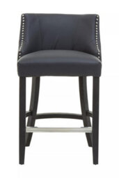 Orsina Black Bar Stool With Back, Velvet Seat Breakfast Bar Chair, Kitchen Stool With Footrest, Chair For Bar, Home - thumbnail 2