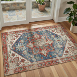 Decoranddecor Living Room Rugs, Washable Area Rugs, 120X170Cm, Non-Slip, Pet Friendly, Low Pile, Traditional Rug - Mirela - thumbnail 9