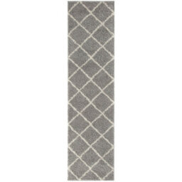 The Rugs Moroccan Shaggy Rugs And Runners Soft Fluffy Diamond Design High Pile Grey And Ivory Living Room Kitchen Hallway 510 - thumbnail 1
