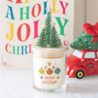 Merry And Bright Bauble Cinnamon & Spice Glass Candle With Tree - image 1
