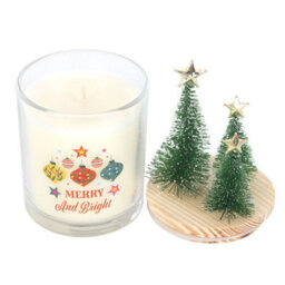 Merry And Bright Bauble Cinnamon & Spice Glass Candle With Tree - thumbnail 3