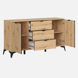 Heze Furniture Lammy 3 Drawers 2 Doors Sideboard 150Cm - Artisan Oak - thumbnail 4
