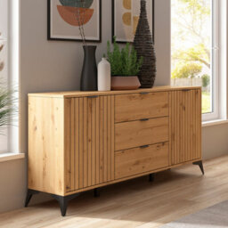 Heze Furniture Lammy 3 Drawers 2 Doors Sideboard 150Cm - Artisan Oak - thumbnail 2