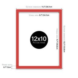 12X10 Red Picture Frame (30.5 X 25.4Cm) Poster, Photo, Artwork, Gallery Wall Or Print - thumbnail 3