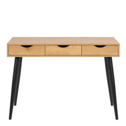 Wyld Haus Dresden Oak-Effect Office Desk, 3 Drawers, Matte Black Legs - thumbnail 4
