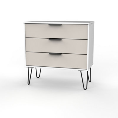 Osaka 3 Drawer Chest Of Drawers In Kashmir Matt & White Matt (Ready Assembled) - image 1