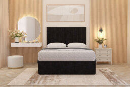 Somnior Beds Somnior Alexas Divan Bed Set With Midnight Pocket Sprung Mattress And Headboard Black Plush - thumbnail 1