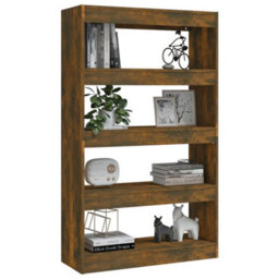 Berkfield Book Cabinet/room Divider Smoked Oak 80X30X135 Cm Engineered Wood - thumbnail 4