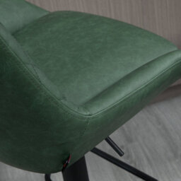 Homcom Pu Leather Padded Bar Stools Set Of 2 With Metal Base, Dark Green - thumbnail 8