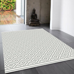 Grey Outdoor Rug, Geometric Stain-Resistant Rug For Patio Decks Garden Balcony, 4mm Modern Outdoor Rug-120Cm X 170Cm - thumbnail 2