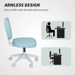 Blue Small Pu Leather Office Chair For Home Vanity, Armless - thumbnail 5