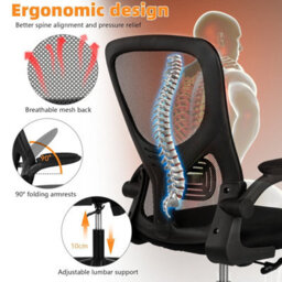 Mesh Office Chair Ergonomic 360 Degree Swivel Lift Computer Desk Adjustable Height Uk - thumbnail 6