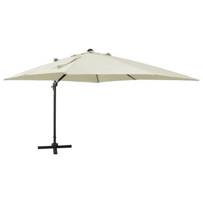 Berkfield Cantilever Umbrella With Pole And Led Lights Sand 300 Cm - image 1