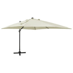 Berkfield Cantilever Umbrella With Pole And Led Lights Sand 300 Cm - thumbnail 1
