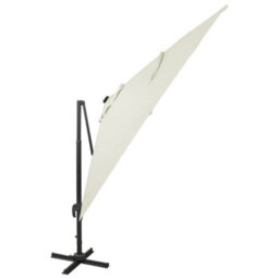 Berkfield Cantilever Umbrella With Pole And Led Lights Sand 300 Cm - thumbnail 4