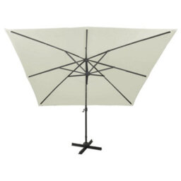 Berkfield Cantilever Umbrella With Pole And Led Lights Sand 300 Cm - thumbnail 3