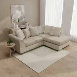 Abakus Direct Jumbo Chenille Corner Sofa In Taupe Right Facing With Plush Chaise Extension - thumbnail 4