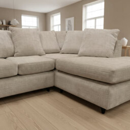 Abakus Direct Jumbo Chenille Corner Sofa In Taupe Right Facing With Plush Chaise Extension - thumbnail 3